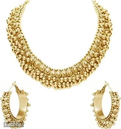 Oxxidized golden necklace with earrings set