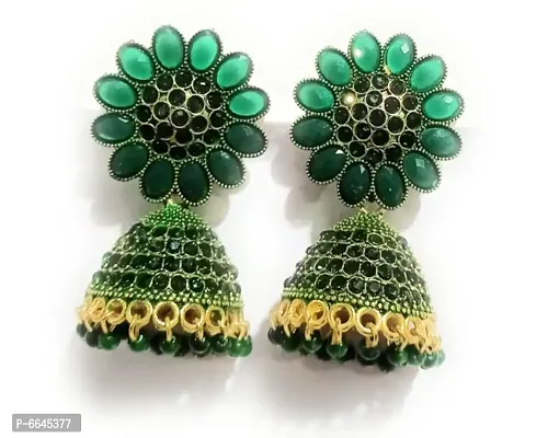Oxidize green jhumki earrings