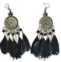 Black feather and golden black 5 latkan jhumki combo-thumb1