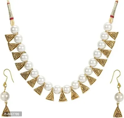 MOTHER PEARL NECKLACE WITH EARRING SET-thumb0