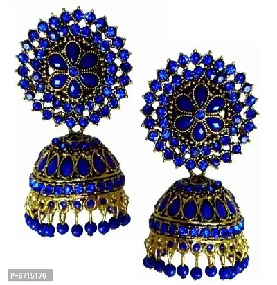 SHINNING BEADS and STONES WORK DESIGNER JHUMKI-thumb0