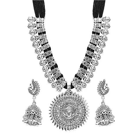 Trendy Designer German Silver Thread Necklace Set