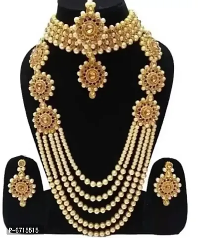 Ethnic Indian Traditional Gold Plated Kundan Dulhan Bridal Jewellery Set-thumb0
