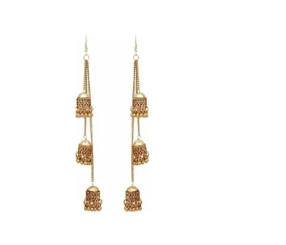 Oxidized Alloy Golden 3 latkaen Jhumki earrings