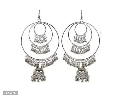 Oxidized Alloy silver tribal jhumki earrings