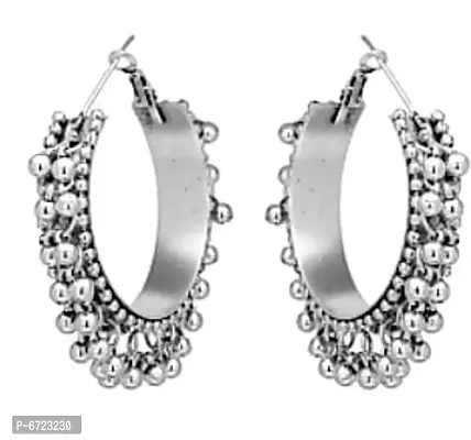 Trendy silver ghungroo work earrings