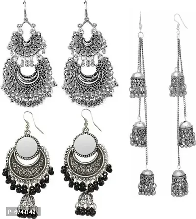 Drops  Danglers,designer black beads jhumki earrings Beads Alloy Jhumki Earring, Chandbali Earring pair of 3