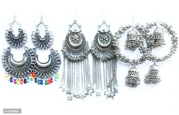 Combo Of Traditional, Unique  Antique Oxidised Earrings 3 pair