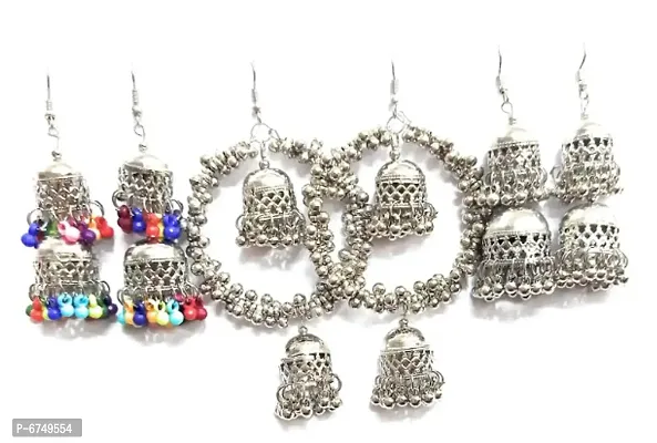 Glossy Shining jhumki earrings( Multi) 3 pair