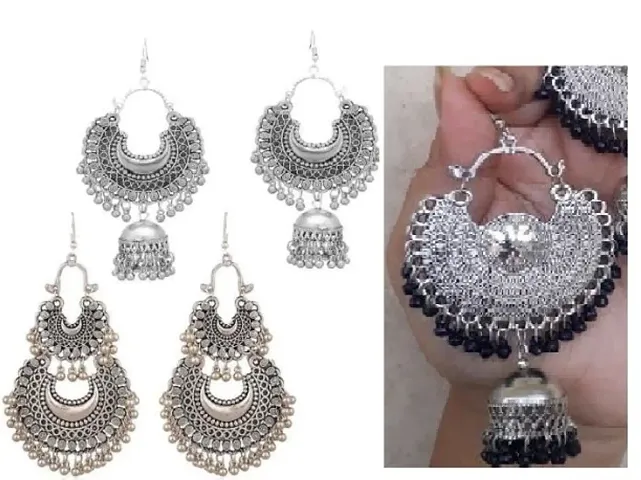Combo Of 3 Designer Alloy Beads Chandbali Earrings
