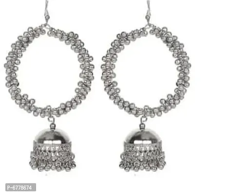 Dazzlings Stylish Beads Jhumki Earrings(Silver)-thumb0