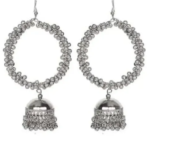 Dazzlings Stylish Beads Jhumki Earrings(Silver)