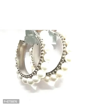 Dazzling  Pearl Work Earrings(Silver)-thumb0