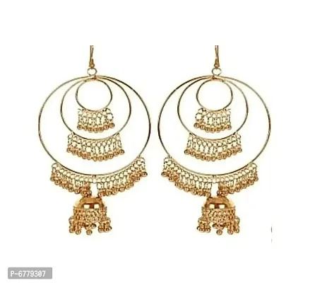 Dazzling Beads Work Tribal Earrings(Golden)