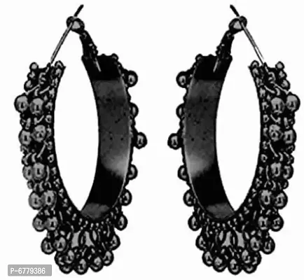 Designer Black Oxidized Round Ghungroo Earrings