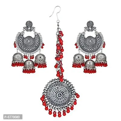 Classic Traditional Earrings With Tika Set