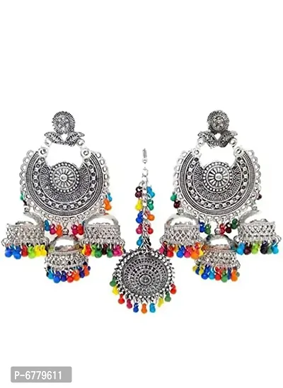 Stylish Multi Earrings With Mangtika Set