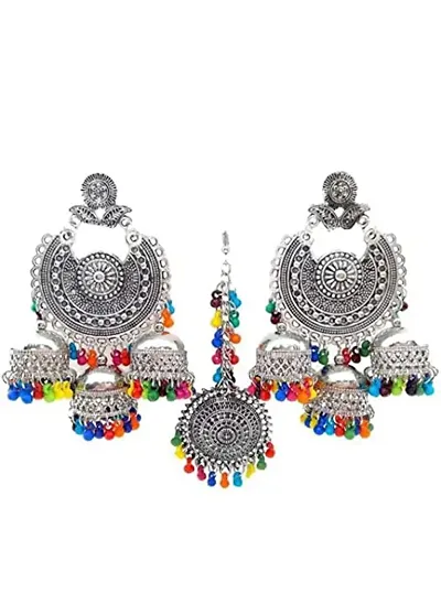 Stylish Earrings With Mangtika Set