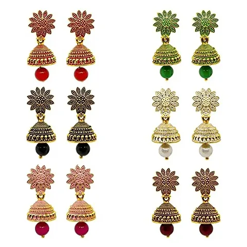 SOUTH INDIAN TEMPLE TREND JHUMKI EARRINGS COMBO OF PAIRS FOR WOMENS AND GIRLS