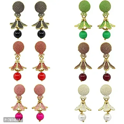 BEAUTIFUL FLORAL JHUMKI EARRINGS COMOB OF 6 (PAIRS) FOR WOMENS AND GIRLS-thumb0