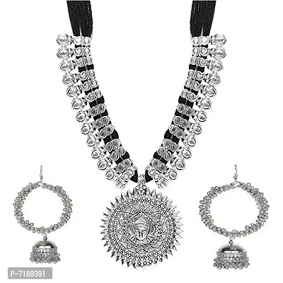 Temple Jewelry of German Oxidised Silver Plated Jewellery Set for Women and girls