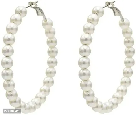 Pearls Hoop Earrings For Women And Girls