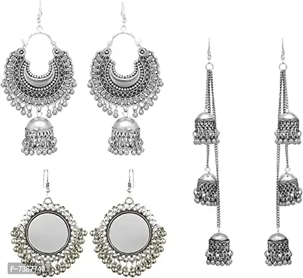 sterling silver oxidised droup jhumkas for womens and girls-thumb0