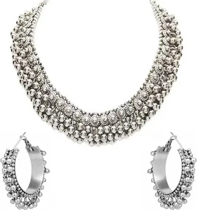 Designer Style Silver Alloy Jewellery Set