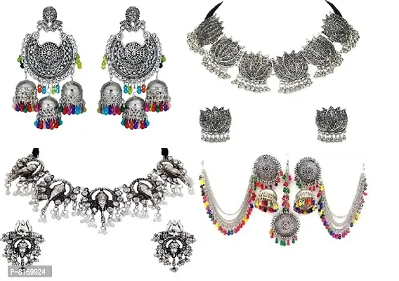 combo of 4-pairs multi beads alloy jewelset