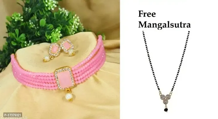 SINGAL STONE BABY PINK AND MANGALSUTRA-thumb0
