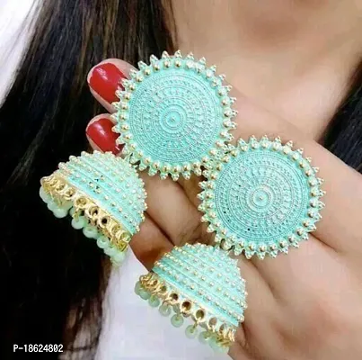 Floral jhumki combo ( rani, white, mehroon,parrot)-thumb5