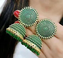 Floral jhumki combo ( rani, white, mehroon,parrot)-thumb2