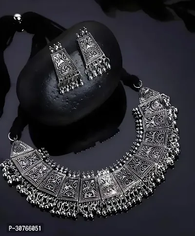 Women Stylish Combo Oxidized Silver Necklace Set-thumb2