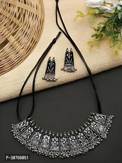 Women Stylish Combo Oxidized Silver Necklace Set-thumb3