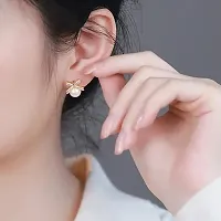 Korean Earrings Pearl Gold Plated Stud Earrings/ Pearl Earrings Zircon Alloy Stud Earring-thumb3