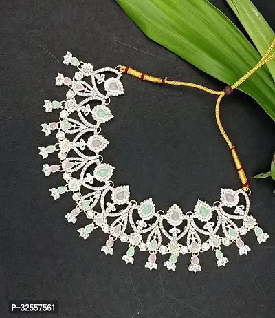 Necklace with Maang Tikka Earrings Indian Traditional Bridal Wedding Jewellery Set.-thumb2