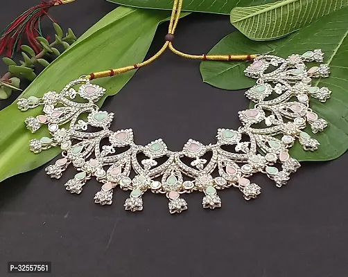 Necklace with Maang Tikka Earrings Indian Traditional Bridal Wedding Jewellery Set.-thumb4