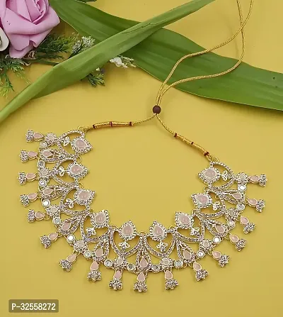 Necklace with Maang Tikka Earrings Indian Traditional Bridal Wedding Jewellery Set.-thumb5