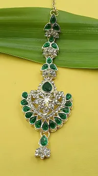 Elegant Necklace with Maang Tikka and Earrings Indian Traditional Bridal Wedding Jewellery Set.-thumb4