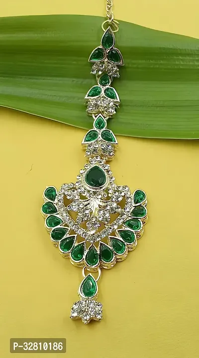 Elegant Necklace with Maang Tikka and Earrings Indian Traditional Bridal Wedding Jewellery Set.-thumb5