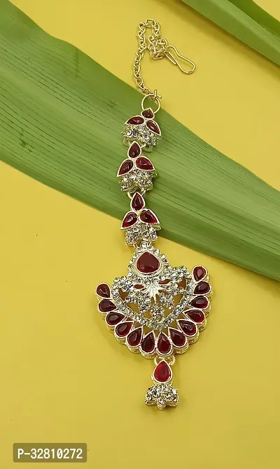 Elegant Necklace with Maang Tikka and Earrings Indian Traditional Bridal Wedding Jewellery Set-thumb4