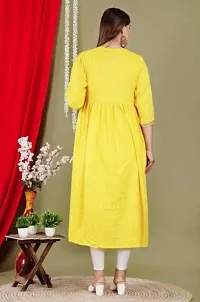 Trendy Yellow Rayon Embroidered Kurti for Women-thumb4