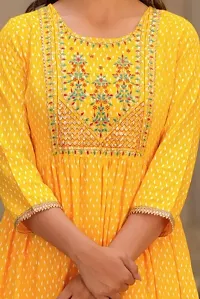 Trendy Yellow Rayon Embroidered Kurti for Women-thumb1