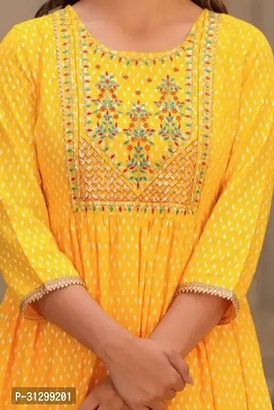 Trendy Yellow Rayon Embroidered Kurti for Women-thumb4