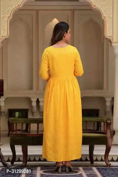 Trendy Yellow Rayon Embroidered Kurti for Women-thumb2