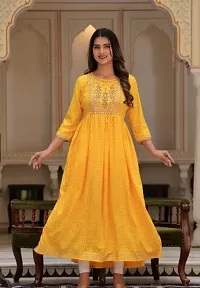 Trendy Yellow Rayon Embroidered Kurti for Women-thumb2