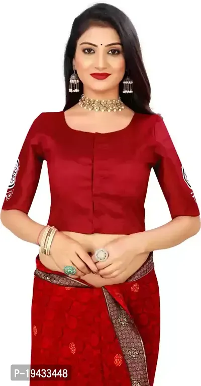 Reliable Maroon Polyester Printed Stitched Blouse For Women