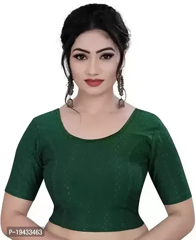 Reliable Green Cotton Blend Self Pattern Stitched Blouse For Women-thumb0