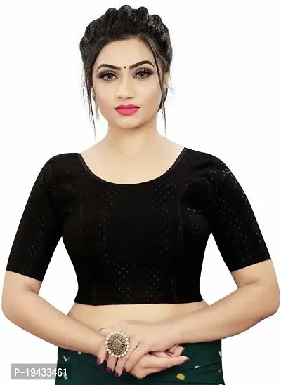 Reliable Black Cotton Blend Self Pattern Stitched Blouse For Women-thumb0