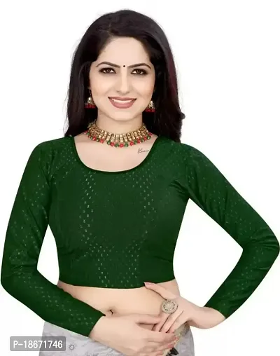 Fancy Polyester Spandex Green Full Sleeve Blouse-thumb0